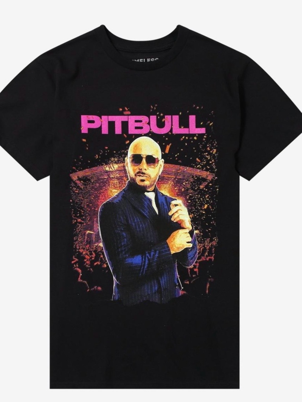 Pitbull Graphic Tee in Black with Pink Logo